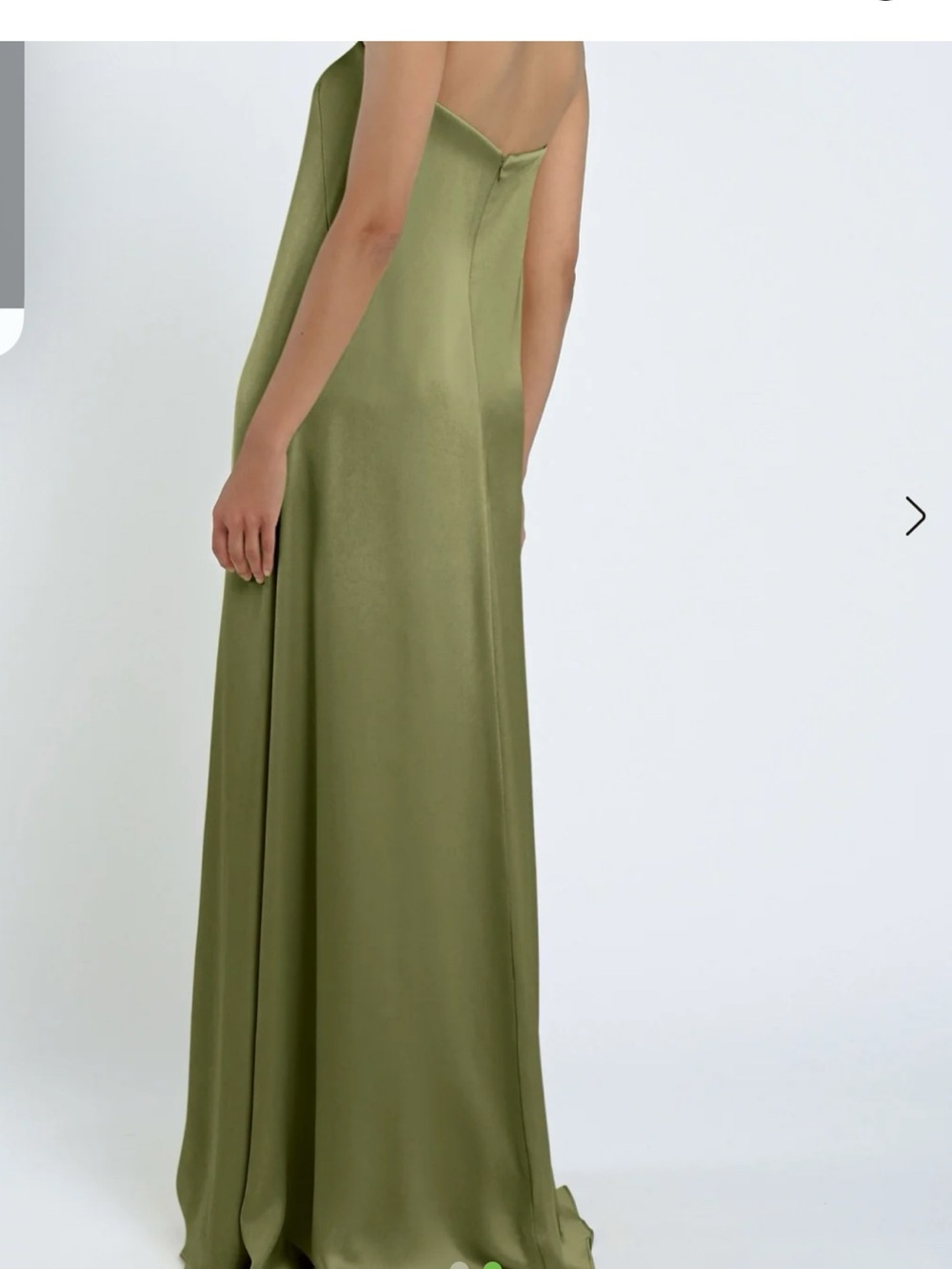 Jenny Yoo Olive Green Satin Column Gown